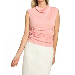 NEW FDJ ruched cap sleeve top in light coral